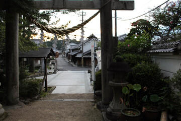 Entrance torii gate of Asukaza Jinja Shrine in Asuka