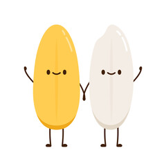 Rice character design. rice vector on white background. rice seed.