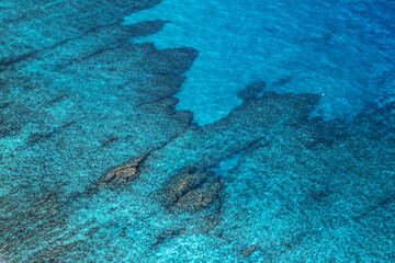 Cristal clear blue waters around Reunion island 