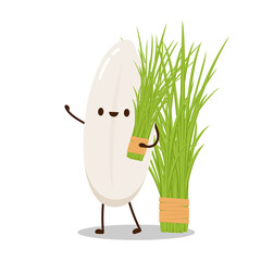 Rice character design. rice vector on white background. rice seed.