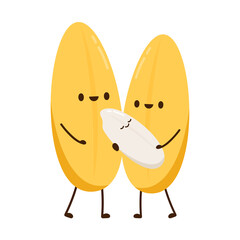Rice character design. rice vector on white background. rice seed.