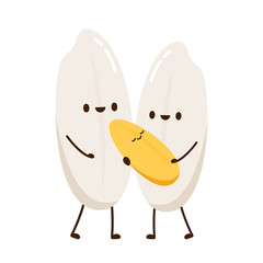 Rice character design. rice vector on white background. rice seed.