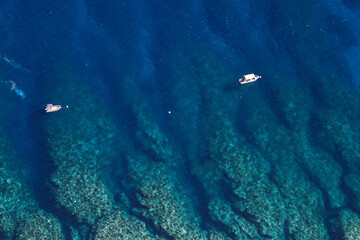 Cristal clear blue waters around Reunion island 
