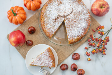 sweet home made apple pumpkin pie with almonds © A_Lein