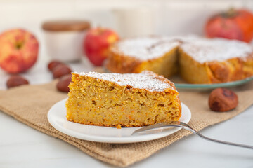 sweet home made apple pumpkin pie with almonds