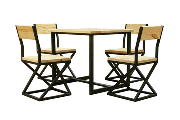 Outdoor Dining Table and Chairs Isolated on White Background