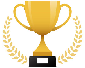 trophy award laurel wreath metallic symbol