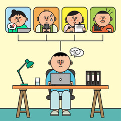 Post corona. Work from home. Vector illustration