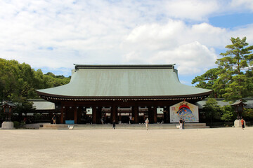 Giant ema wooden prayer plaque, depicting boar or pig at Kashihara Jingu