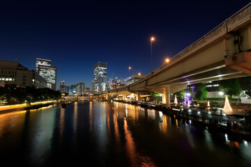 大阪　中之島　堂島川の美しい夜景
