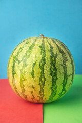 green watermelon on colorful background