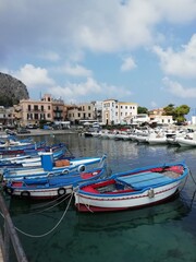 Naklejka na ściany i meble boats in the harbor, Mondello ,Sicily