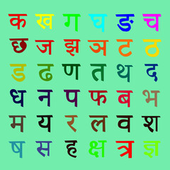 vector  hindi alphabet set