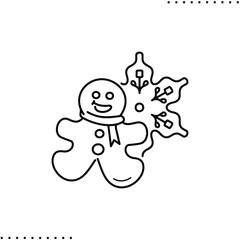 Christmas gingerbread vector icon in outline