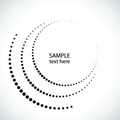 Halftone dots in circle form. round logo . vector dotted frame  .Half tone design element