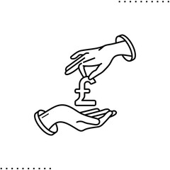 female hands pass to each other pound sign  vector icon in outline