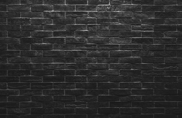 Fototapeta na wymiar Black brick wall texture backgrouds, interior, backdrop, dark room, 