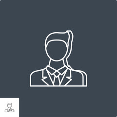 Businessman Icon. Businessman Thin Line Vector Icon. Flat icon isolated on the black background. Editable EPS file. Vector illustration.