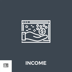 Income Related Vector Thin Line Icon. Isolated on Black Background. Vector Illustration.