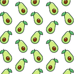 Seamless pattern of avocado vector illustration