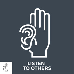 Listen to Others Thin Line Vector Icon Isolated on the Black Background.