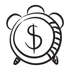 Time is money concept, dollar with alarm clock 
