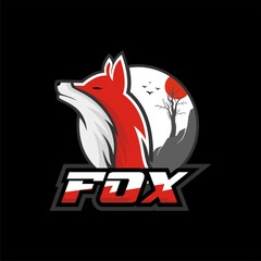 Fox exsport logo template cartoon and mascot design for logo team and game 
