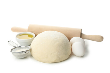 Concept for baking with dough isolated on white background