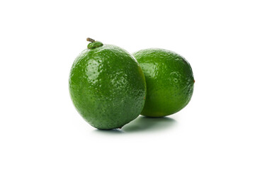 Fresh green avocado isolated on white background