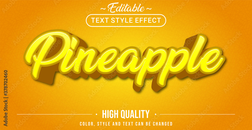 Poster editable text style effect - pineapple theme style.