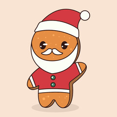 Cute gingerbread Christmas mascot design illustration