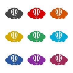 Air balloon over cloud icon, color set