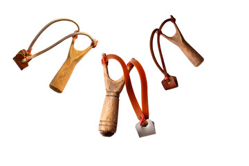 wood catapult slingshot isolated on white background Clipping Path