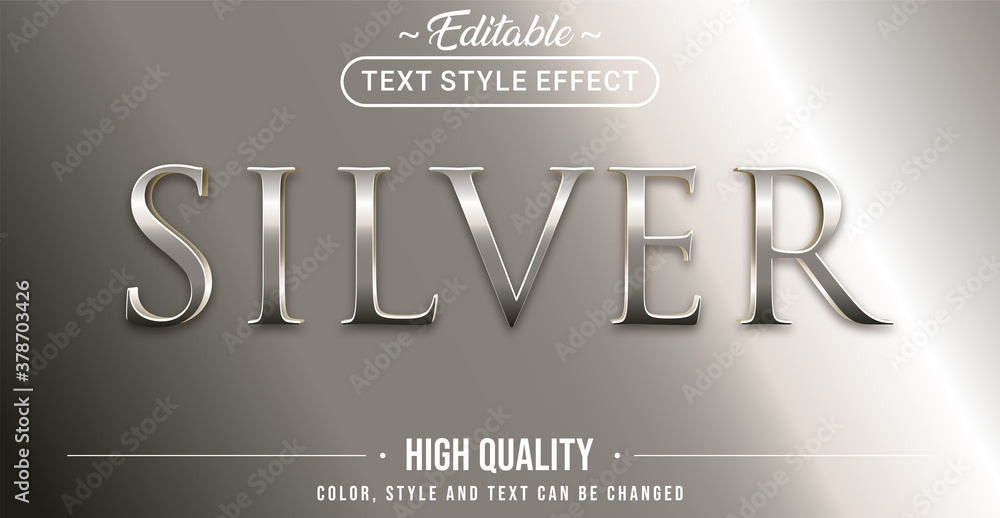 Poster editable text style effect - silver theme style.