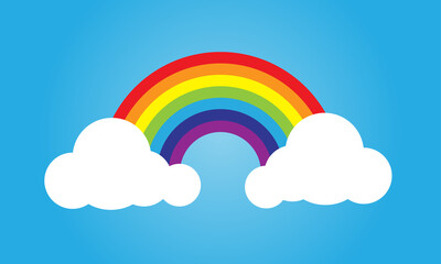 Color Rainbow With Clouds. Vector