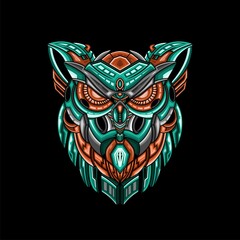 Owl robot style vector design and illustration