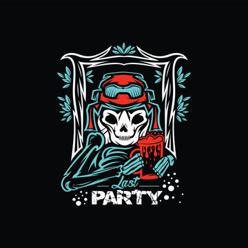 Skull party concept vector and illustration