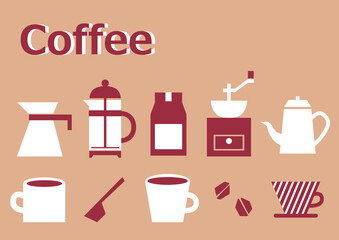 コーヒーセットのイラスト 背景