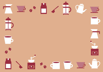 コーヒーセットのイラスト フレーム背景