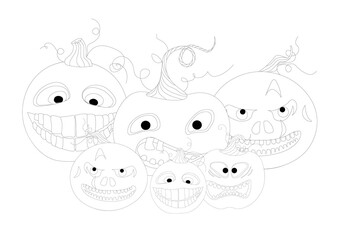 Halloween coloring book. Funny pumpkin on a white background. Children's coloring.