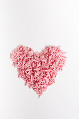 heart shaped pink chocolate crumb