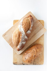 baguette on a cutting board