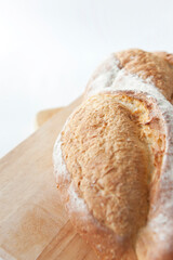 baguette on a cutting board