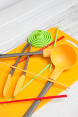 various kitchen utensils