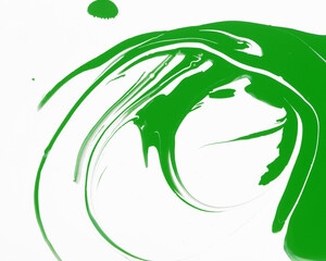 Closeup of green abstract painting background. Colorful acrylic fluid