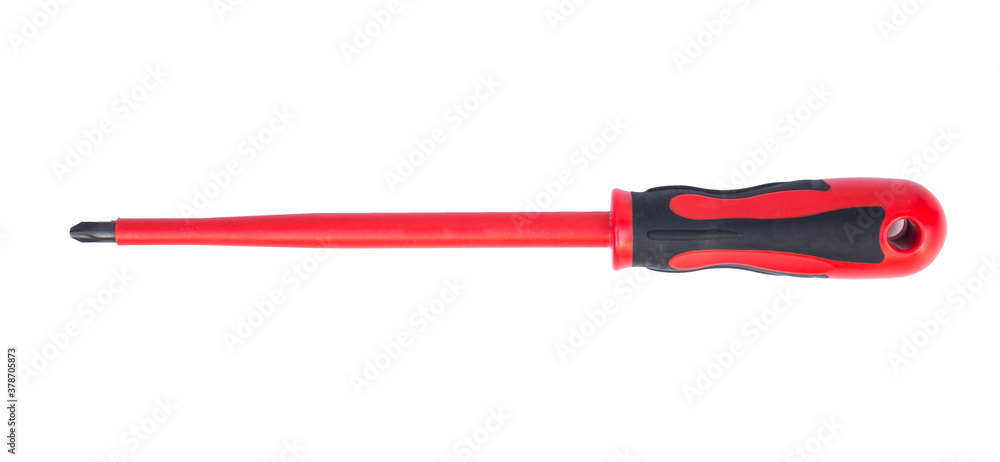 Wall mural screwdriver with chrome-vanadium blade on white background, isolated with clipping path