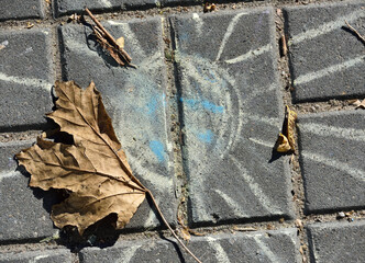 
Dry autumn leaf.The concept of the autumnal equinox