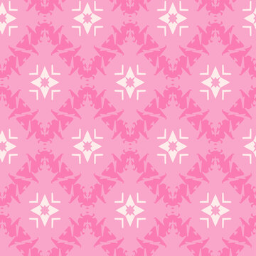 Abstract geometric pattern in pink colors. Seamless wallpaper texture. Vector graphics.