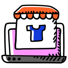
Online shop concept icon, doodle style of e commerce vector 
