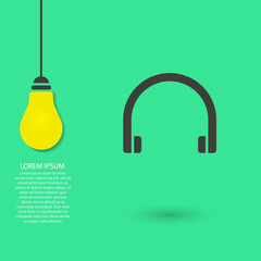 Headphones vector icon , lorem ipsum Flat design